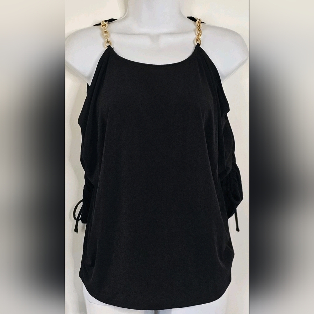 Michael Kors Black Top with Gold Chain Straps